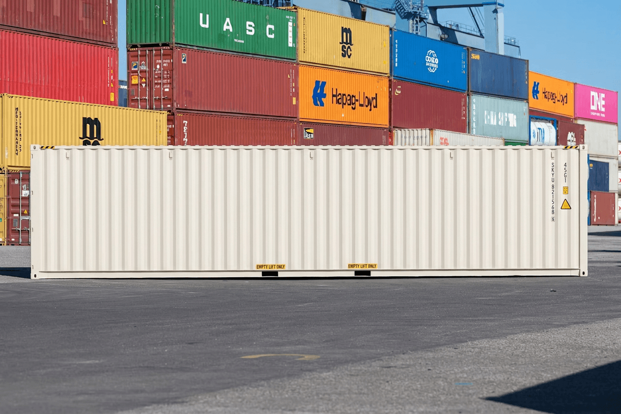 40ft High Cube One Trip Container in Ivory side