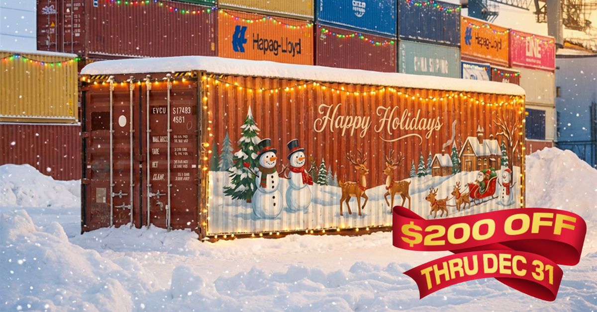 40ft High Cube shipping Container with holiday design - $200 off thru Dec. 31