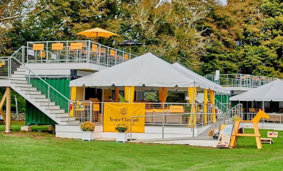 VIP lounge at Polo match made from shipping containers