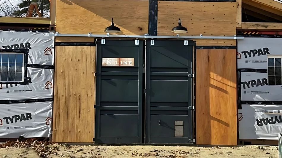 Windows and doors added to shipping containers