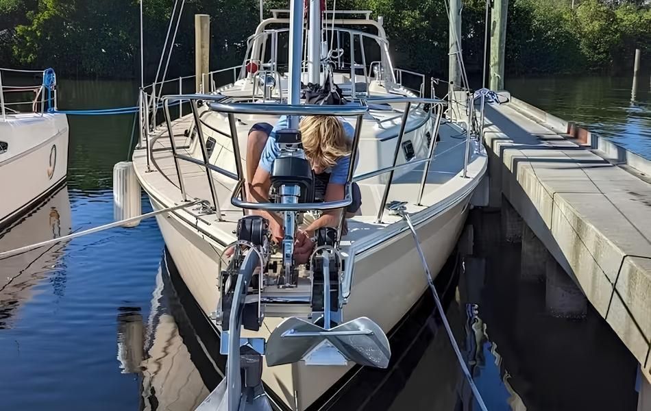 Man working on a yacht