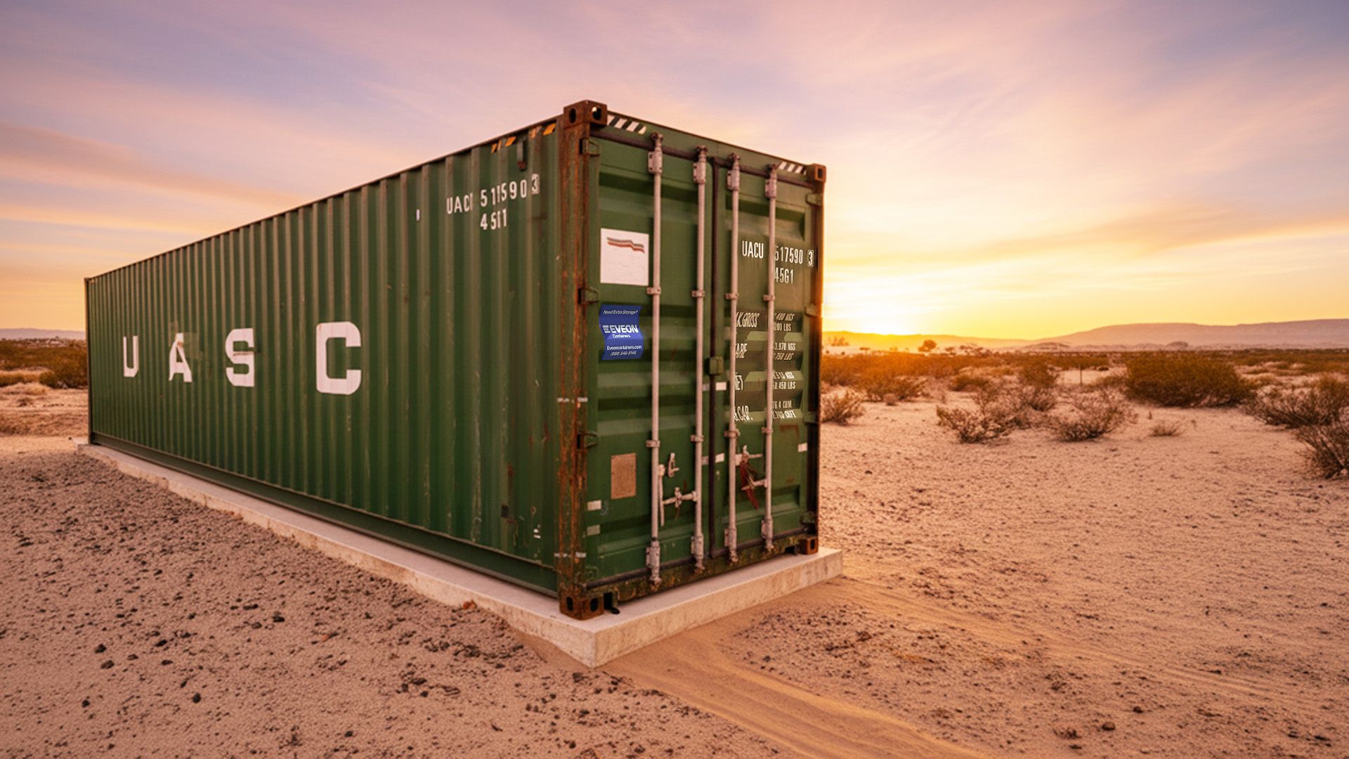 Green container in a field