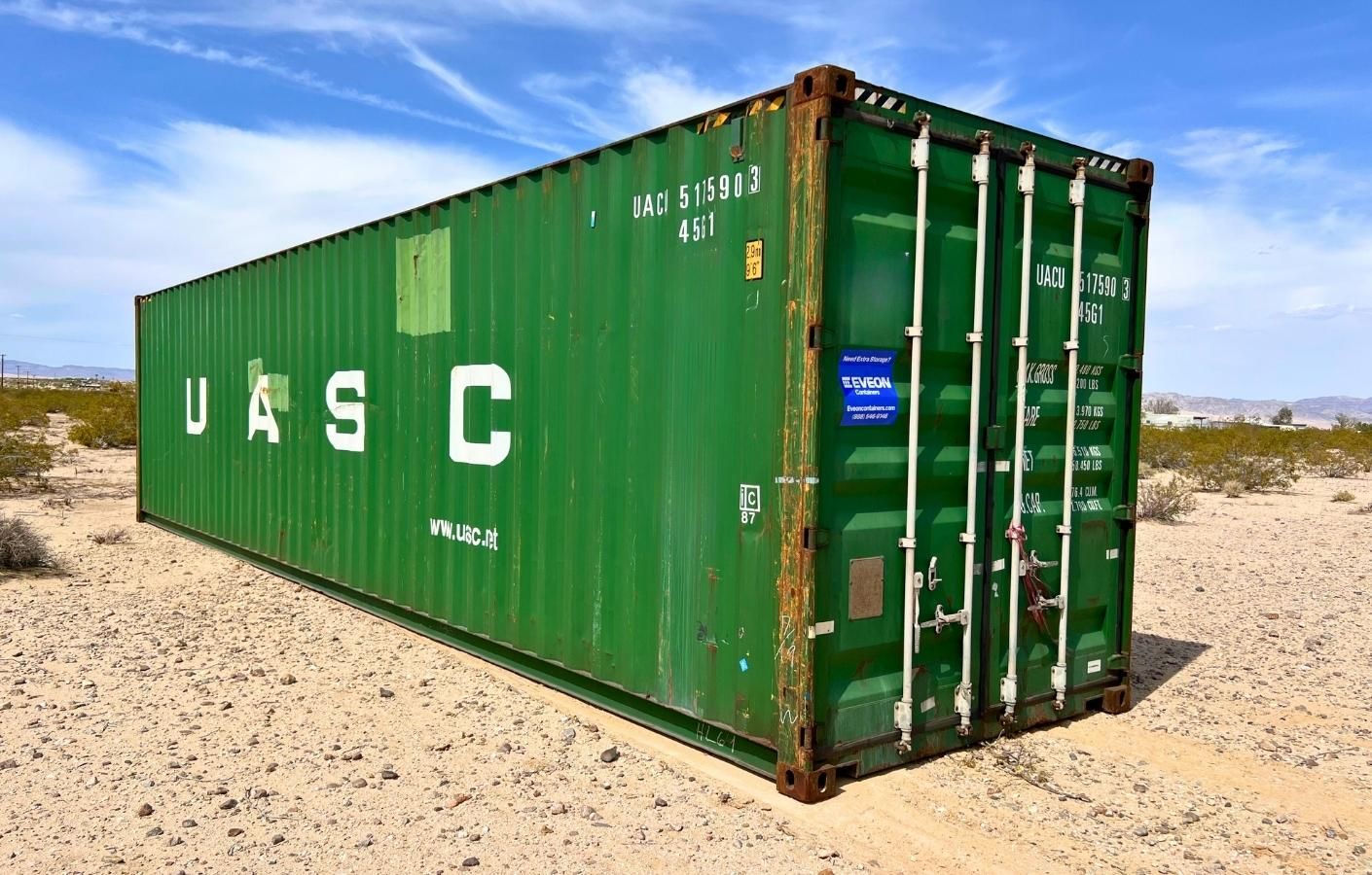 Green shipping container