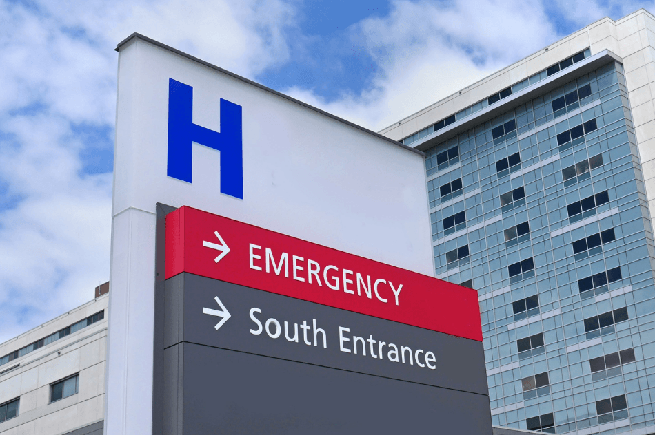Hospital emergency entrance sign