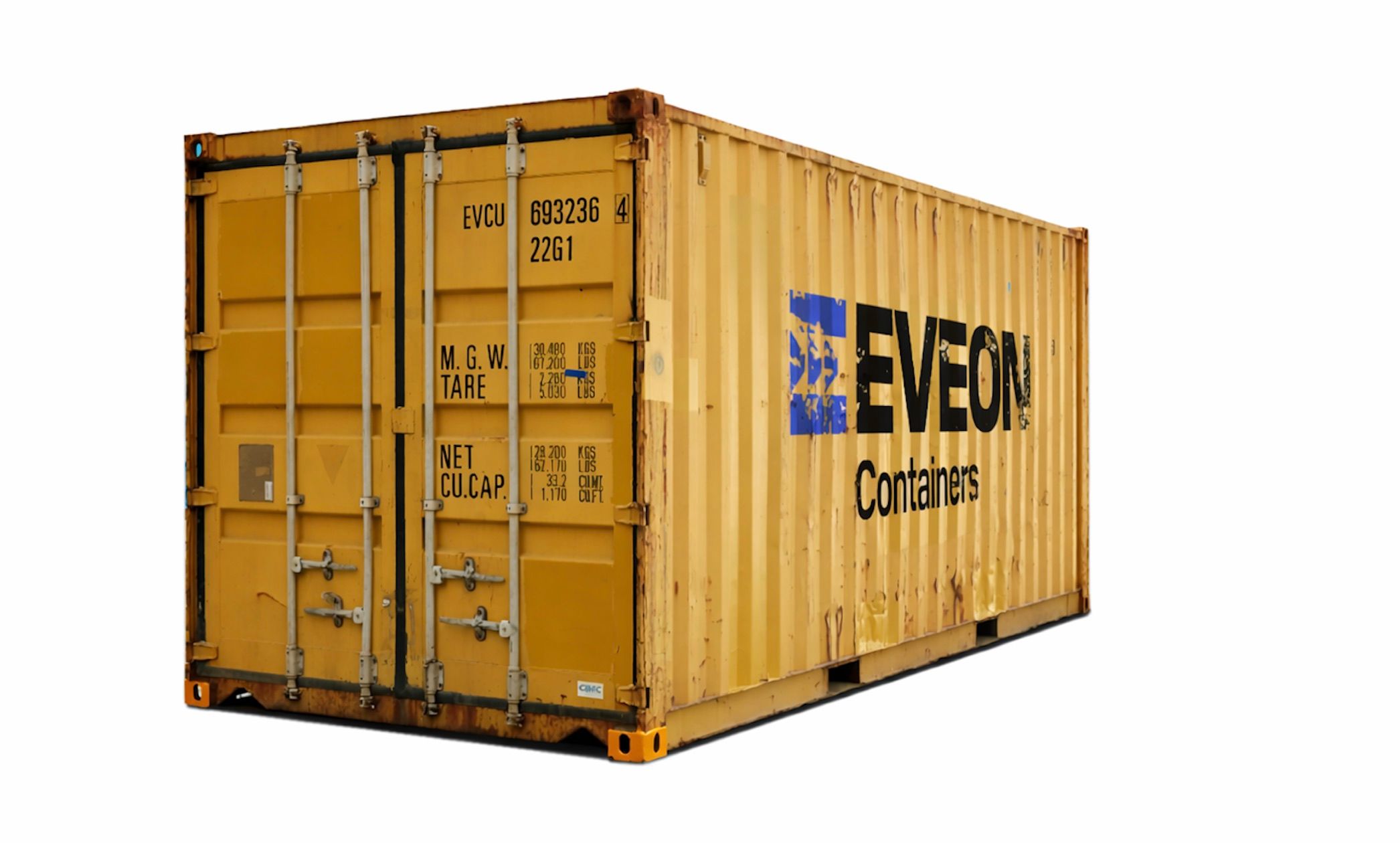 Yellow container with Eveon Container logo on the side
