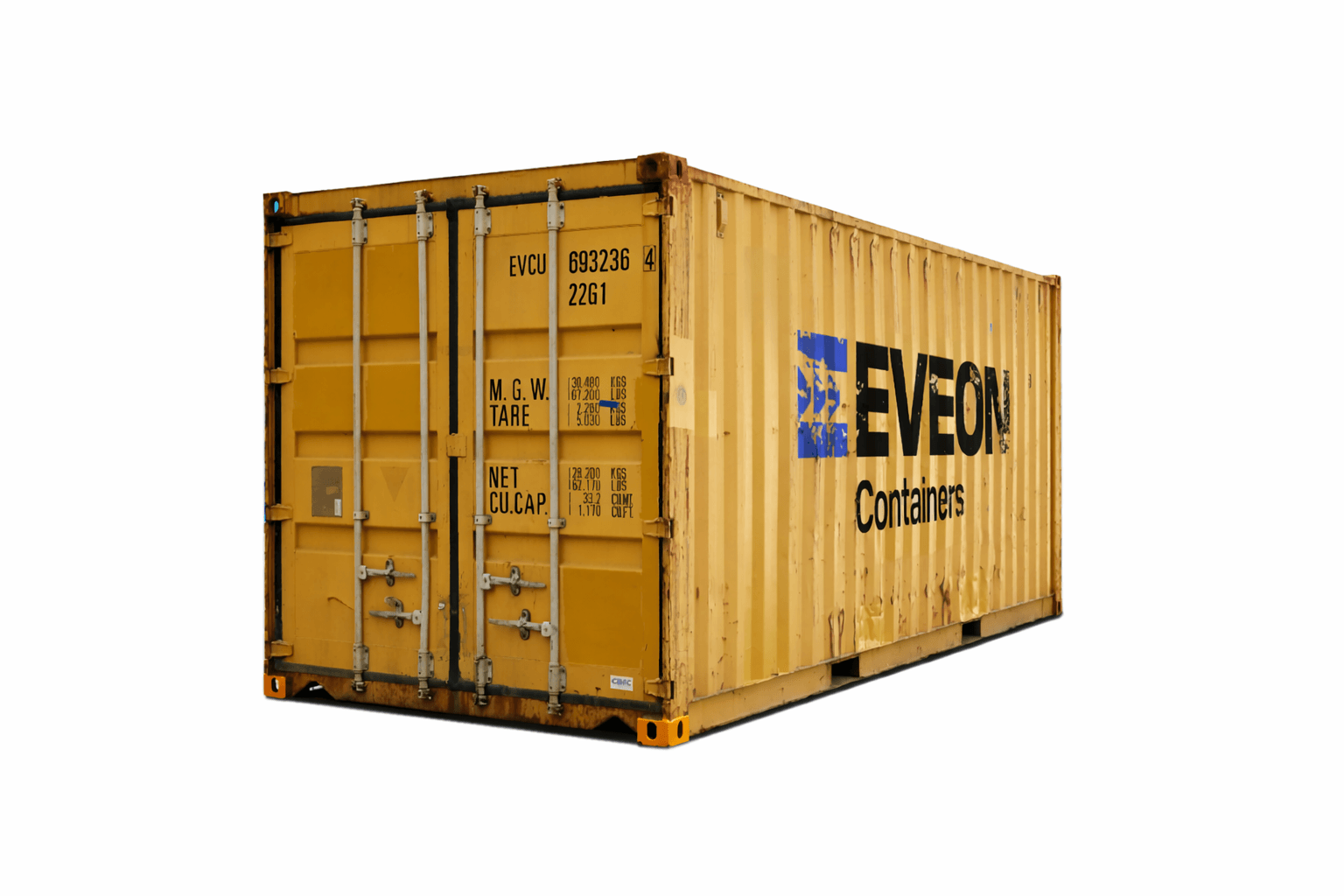 Yellow container with Eveon Container logo on the side