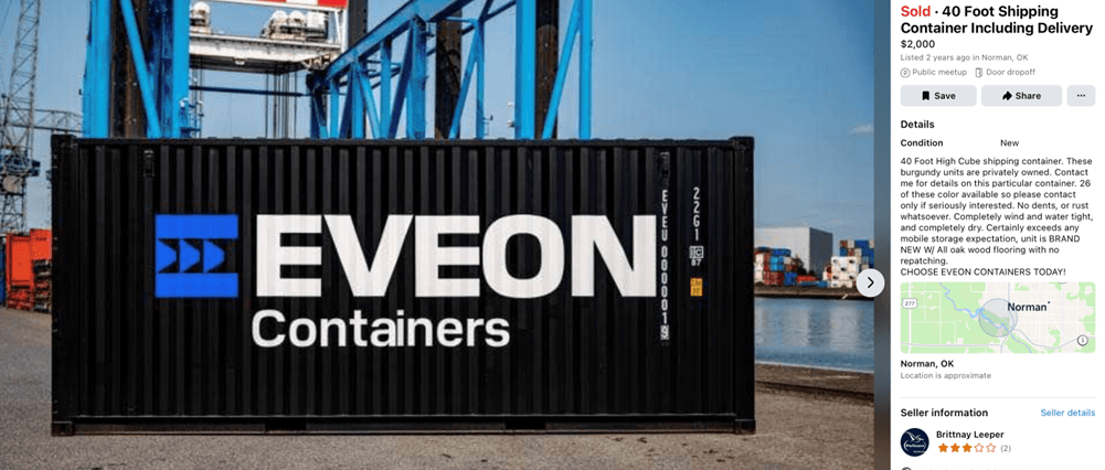 Fake broker pretending to be Eveon Containers on Facebook