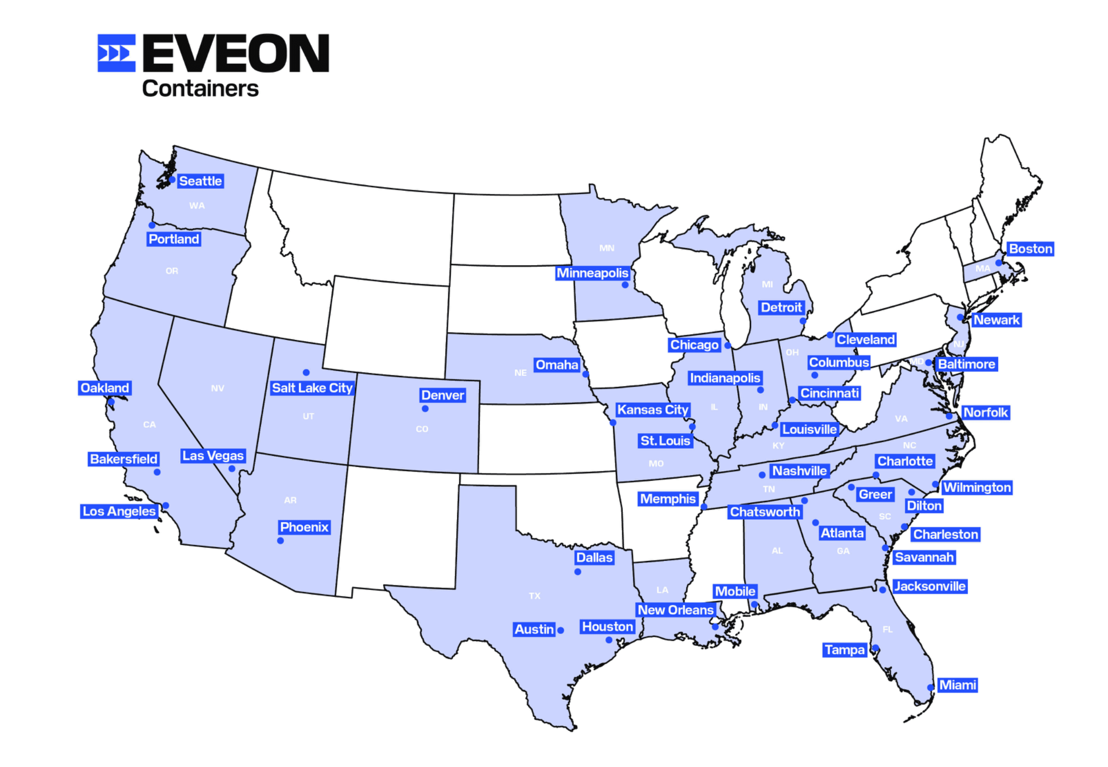Map of Eveon delivery locations