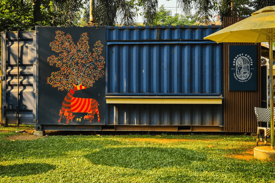 Coffee bar made from shipping container
