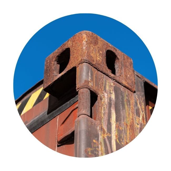 Corner of container with rust
