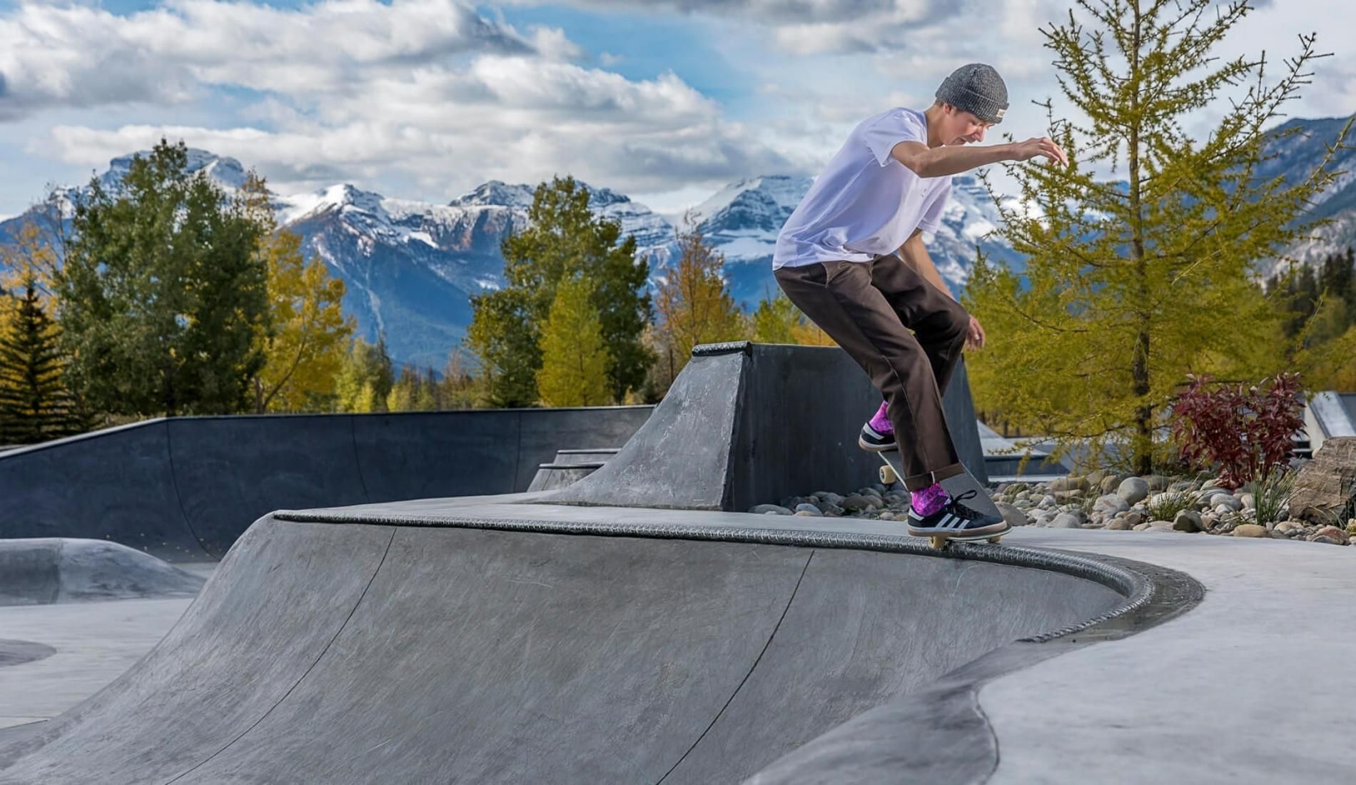 Man skateboarding at skate park