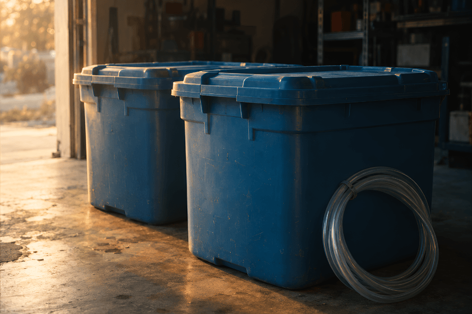 Organization bins ready for storage