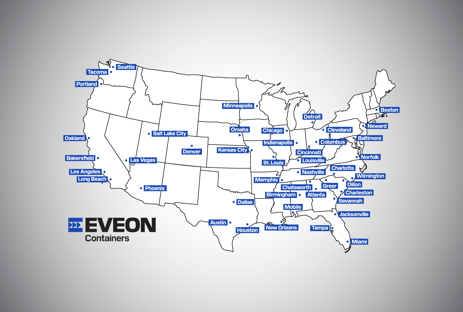 Map of Eveon Container depot locations