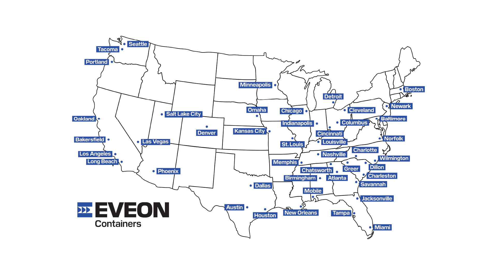 Map of Eveon Container depot locations