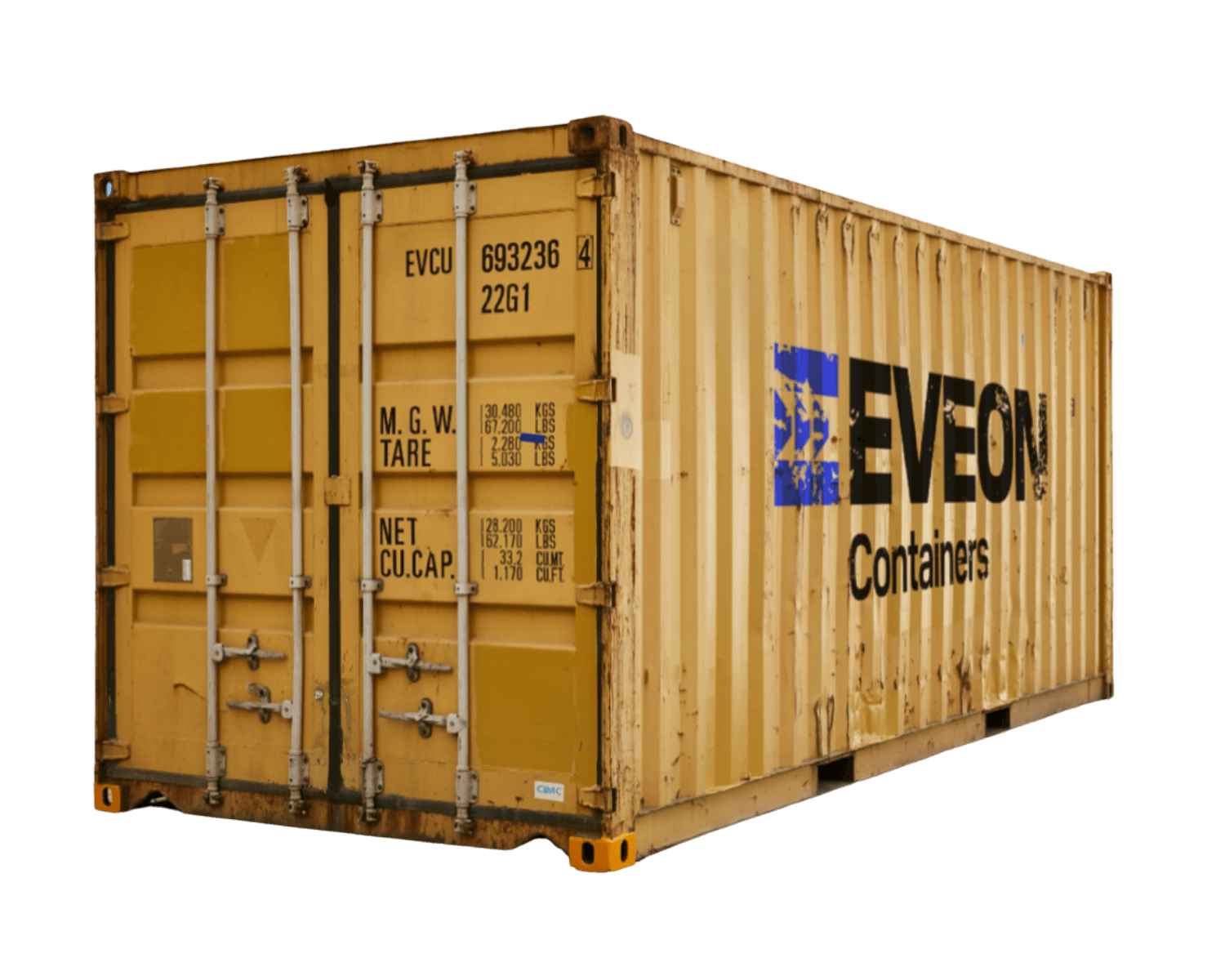 Yellow container with Eveon Container logo on the side