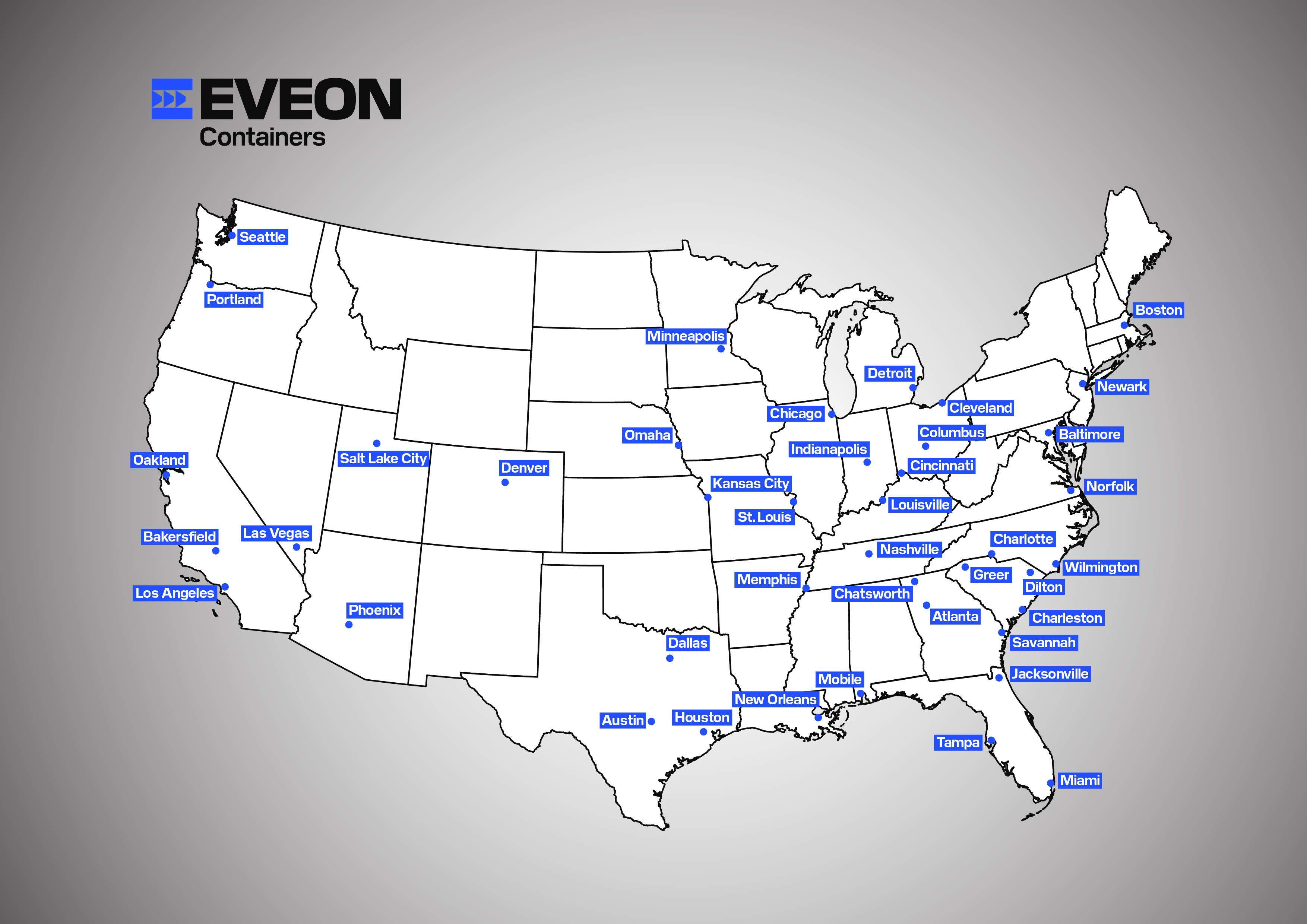 Map of Eveon Container depot locations