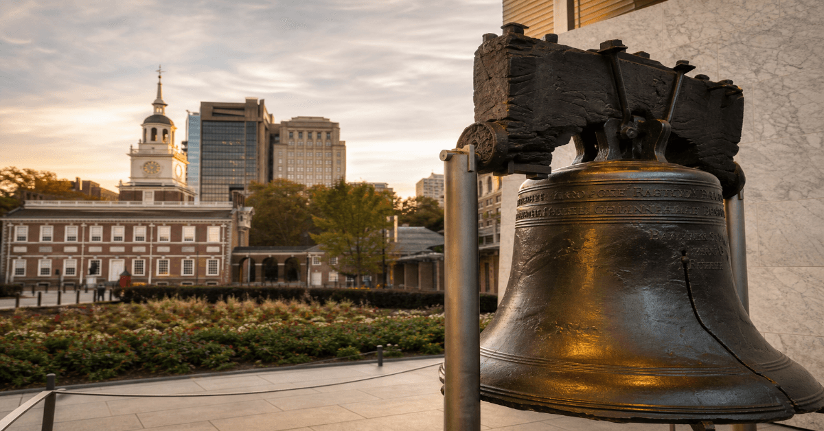 The Liberty Bell, displayed in Philadelphia, Pennsylvania