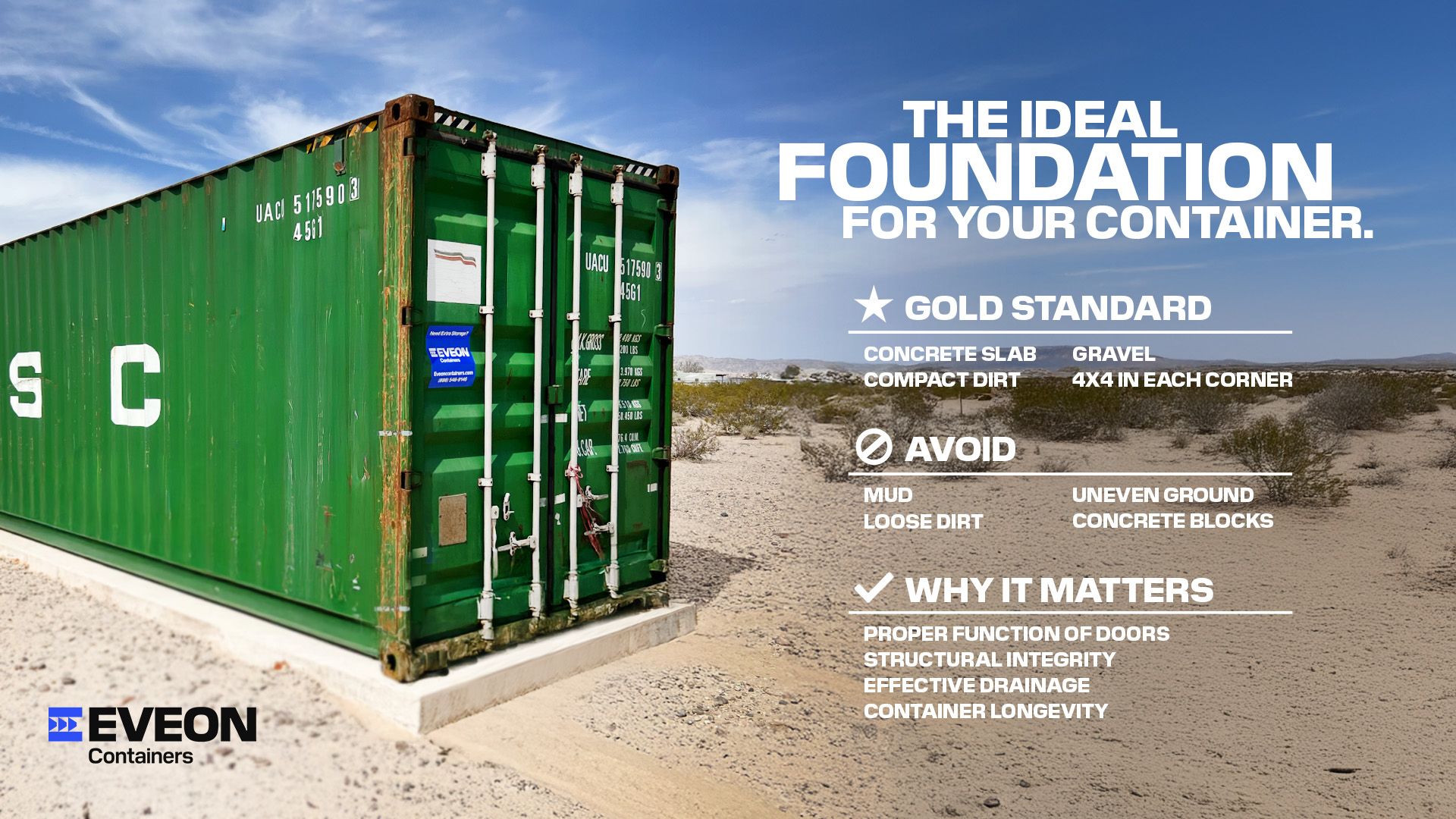 The ideal foundation for your container.